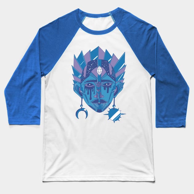 Mountain Blue African Mask No 12 Baseball T-Shirt by kenallouis